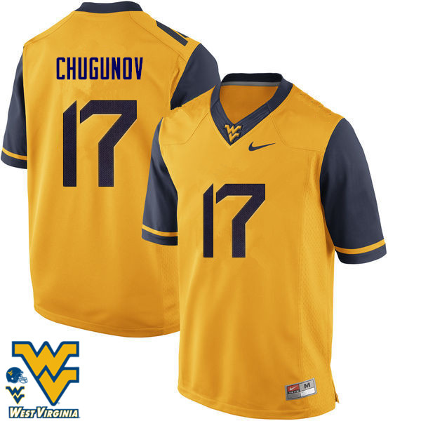 Men #17 Mitch Chugunov West Virginia Mountaineers College Football Jerseys-Gold